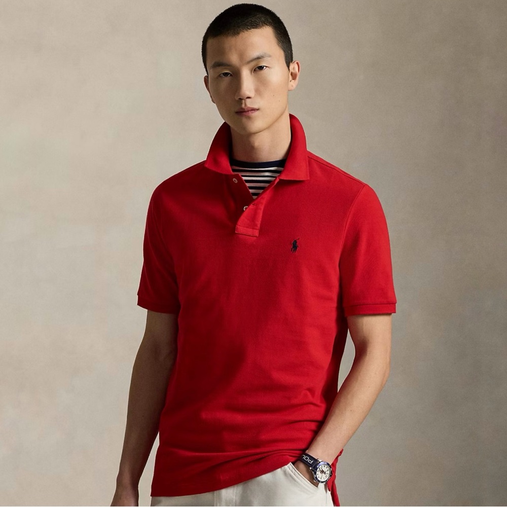 Polo by Ralph Lauren Red Red Polo Collared Classic Fit Short Sleeve Cotton Shirt
